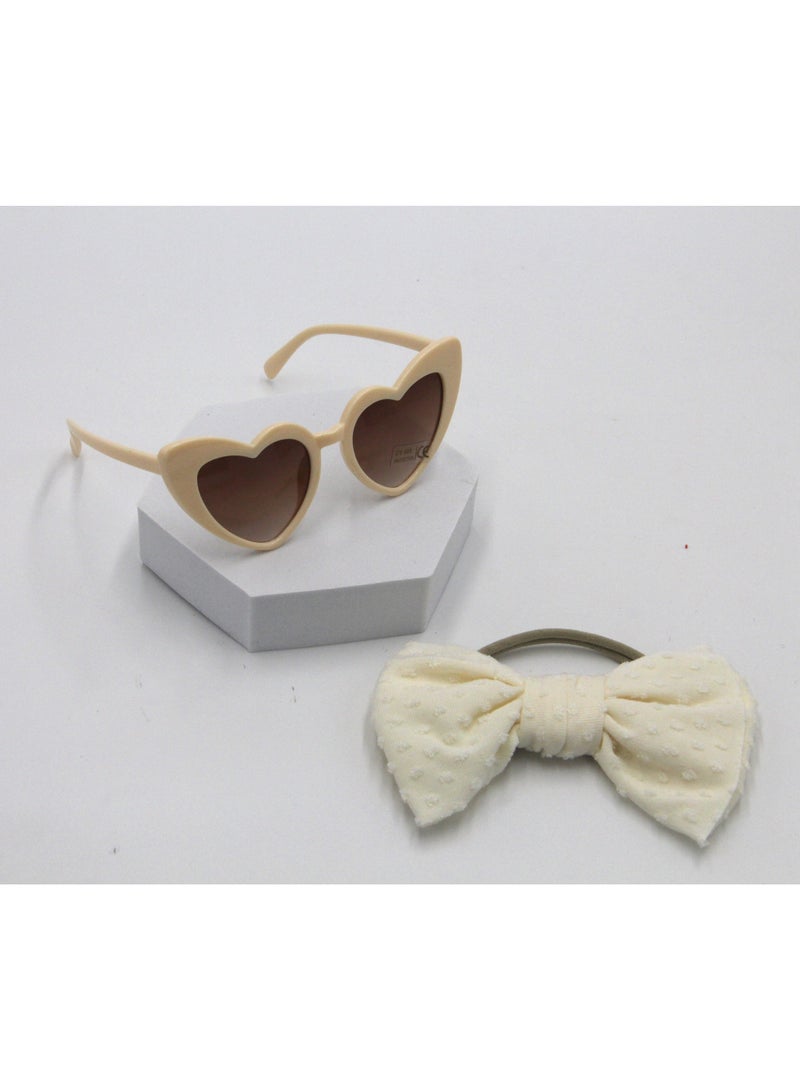 دىدانيالا مجموعة نظارات يارا وطوق ورد للأطفال والبنات - كريمي - Image 1