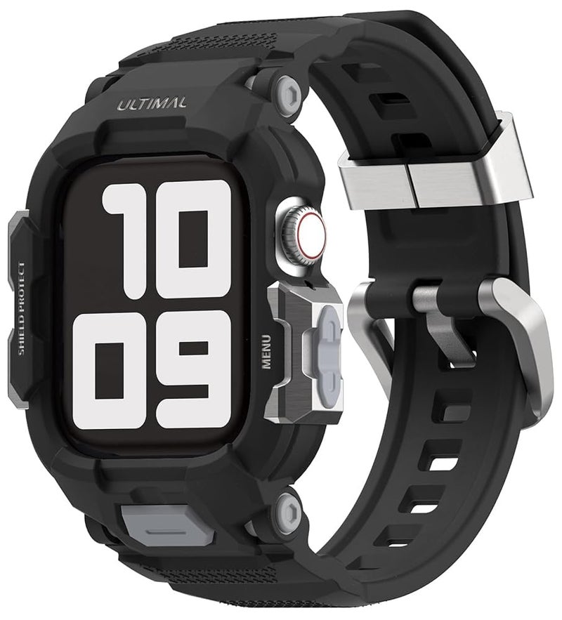 ULTIMAL Sport Case Band Compatible with Apple Watch Series 11 10 42mm Full Protective Shockproof Scratch Resistant Rugged Bumper for Women MenBlack - Image 2