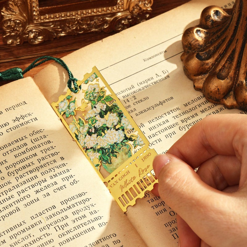 emmoolife 4 Pieces Metal Bookmarks with Tassel, Golden Hollow Bookmark Monet Oil Painting Theme Book Mark Bookmarks for Book Lovers Writers Readers Children Teens for Women Teen Adults - Image 5