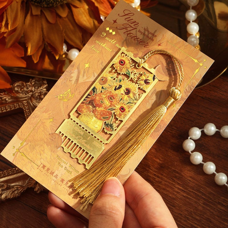emmoolife 4 Pieces Metal Bookmarks with Tassel, Golden Hollow Bookmark Monet Oil Painting Theme Book Mark Bookmarks for Book Lovers Writers Readers Children Teens for Women Teen Adults - Image 4