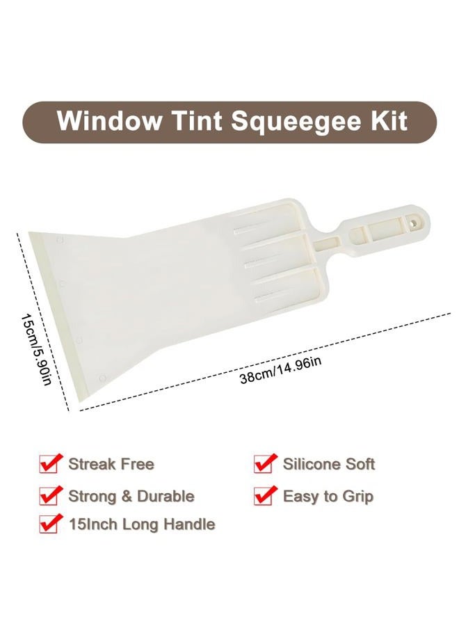 Abnaok Tools Long Handle Auto Bulldozer Squeegee for Window Tint Film Installing Car Vinyl Wraps Window and Glass Cleaning (White) - Image 2