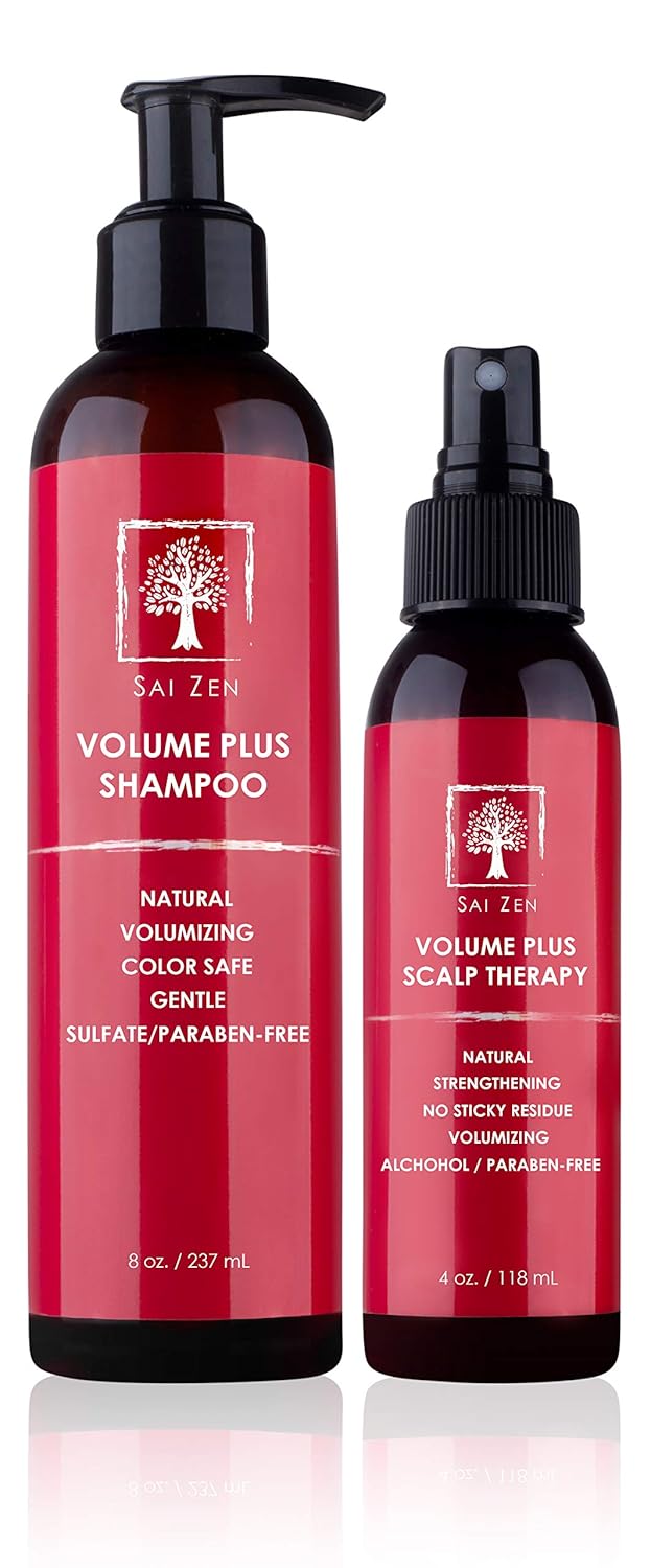 Volume Plus Set  Volumizing Shampoo 8 oz  Scalp Therapy Spray 4 oz  AntiThinning Formula  Made in USA  Sulfate Alcohol  Paraben Free