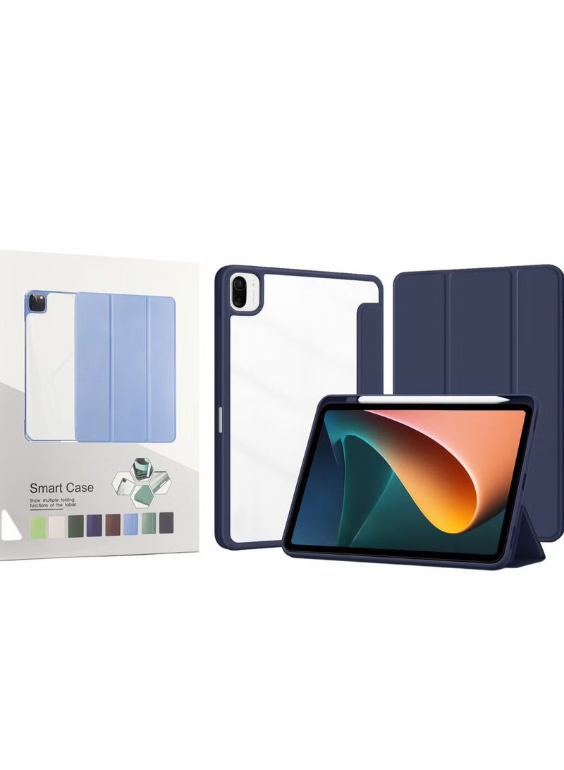 Case for Xiaomi Pad 5 / Xiaomi Mi Pad 5 Pro 11 inch with Pen Holder, Shockproof Smart Case Cover with Transparent Back Shell Protective Case Compatible with Gen (blue)