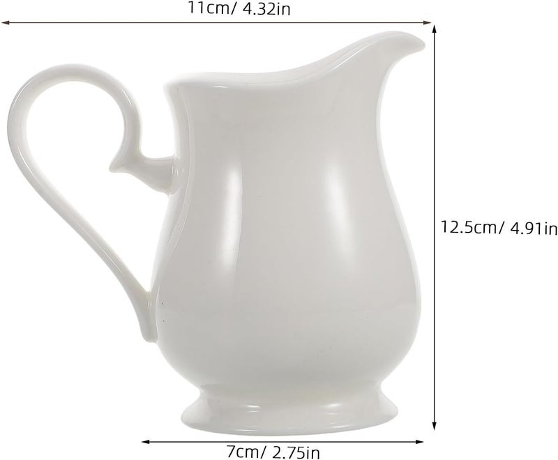 Small Milk Jug Porcelain Pitcher White Ceramic Creamer with Handle for Latte Art Coffee Espresso Frothing and Sauce Pouring Multifunctional Mini Jug for Tea and Milk - Image 2