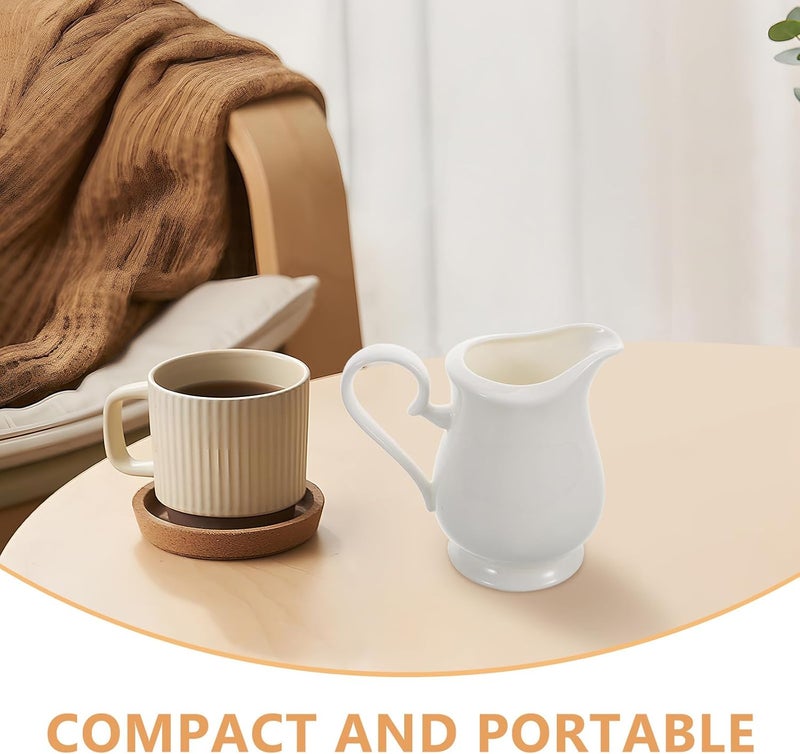 Small Milk Jug Porcelain Pitcher White Ceramic Creamer with Handle for Latte Art Coffee Espresso Frothing and Sauce Pouring Multifunctional Mini Jug for Tea and Milk - Image 3