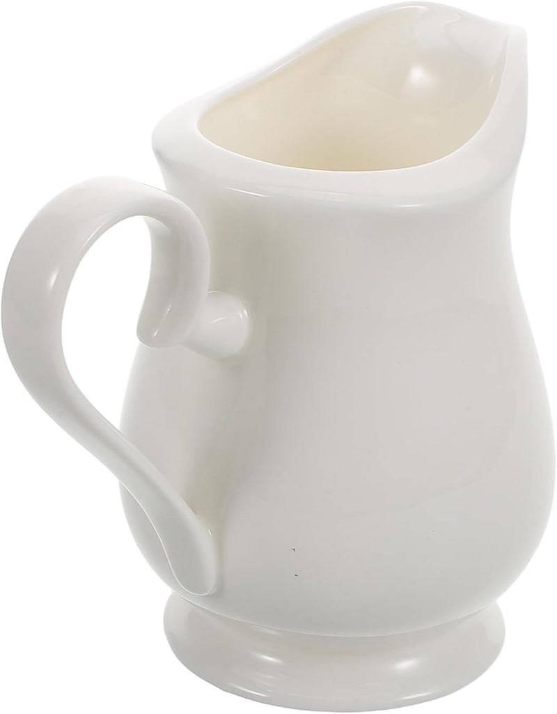 Small Milk Jug Porcelain Pitcher White Ceramic Creamer with Handle for Latte Art Coffee Espresso Frothing and Sauce Pouring Multifunctional Mini Jug for Tea and Milk - Image 1