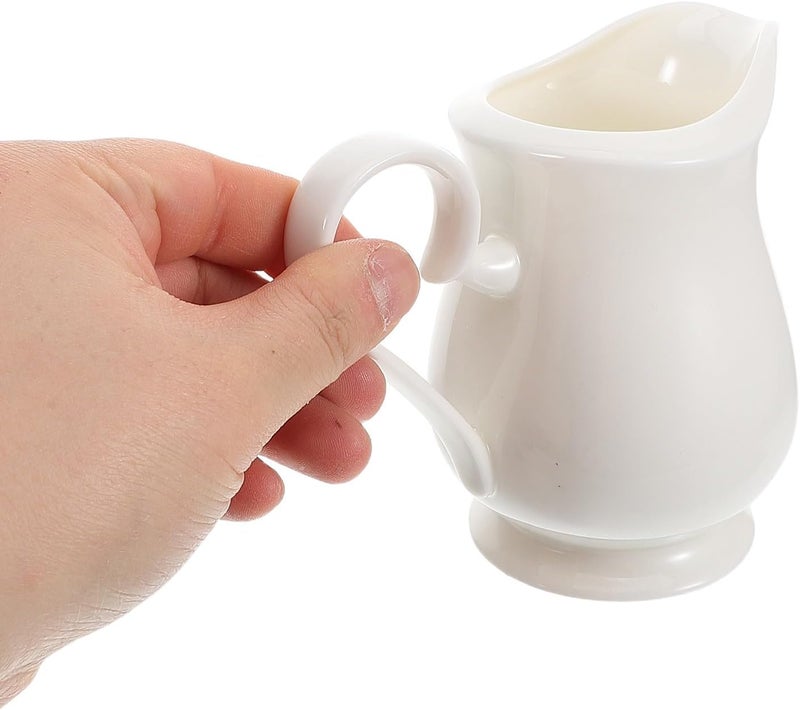 Small Milk Jug Porcelain Pitcher White Ceramic Creamer with Handle for Latte Art Coffee Espresso Frothing and Sauce Pouring Multifunctional Mini Jug for Tea and Milk - Image 4