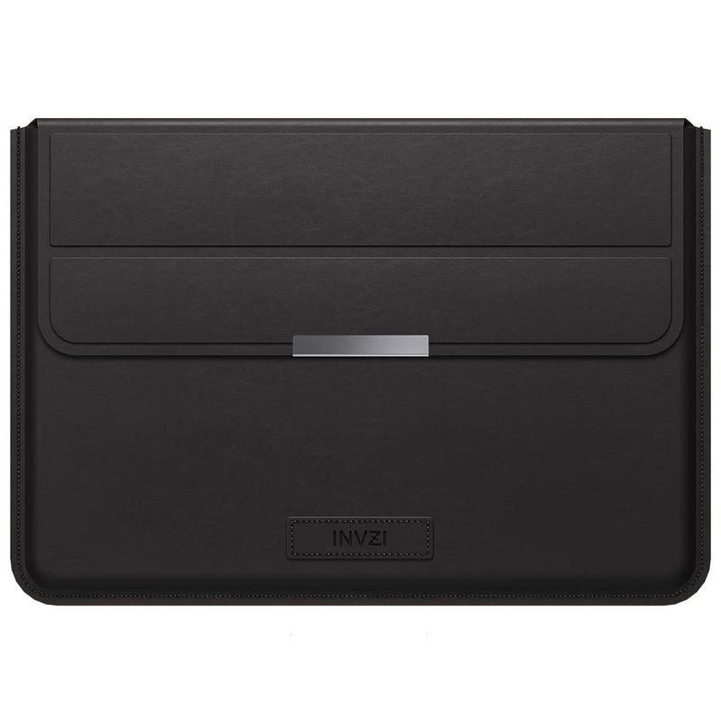 INVZI  INVZI MacBook Sleeve, Vegan Leather Bag Compatible with 13”/14" MacBook Air, MacBook Pro 14 inch M3 M2 M1 2021-2024, Compact Design with Invisible Stand (Black)  - Image 1