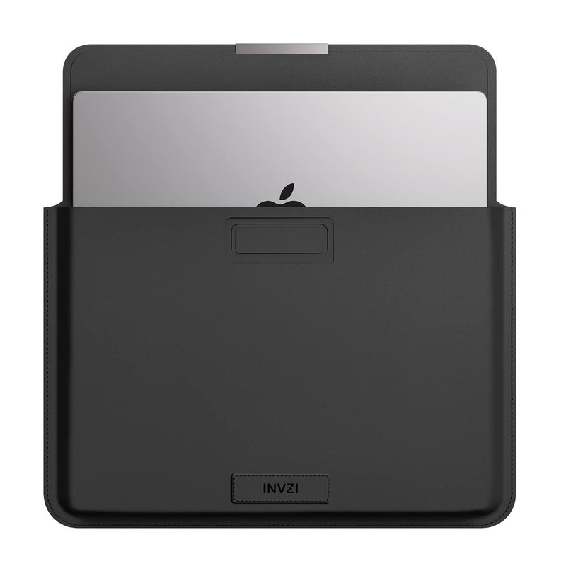 INVZI  INVZI MacBook Sleeve, Vegan Leather Bag Compatible with 13”/14" MacBook Air, MacBook Pro 14 inch M3 M2 M1 2021-2024, Compact Design with Invisible Stand (Black)  - Image 3