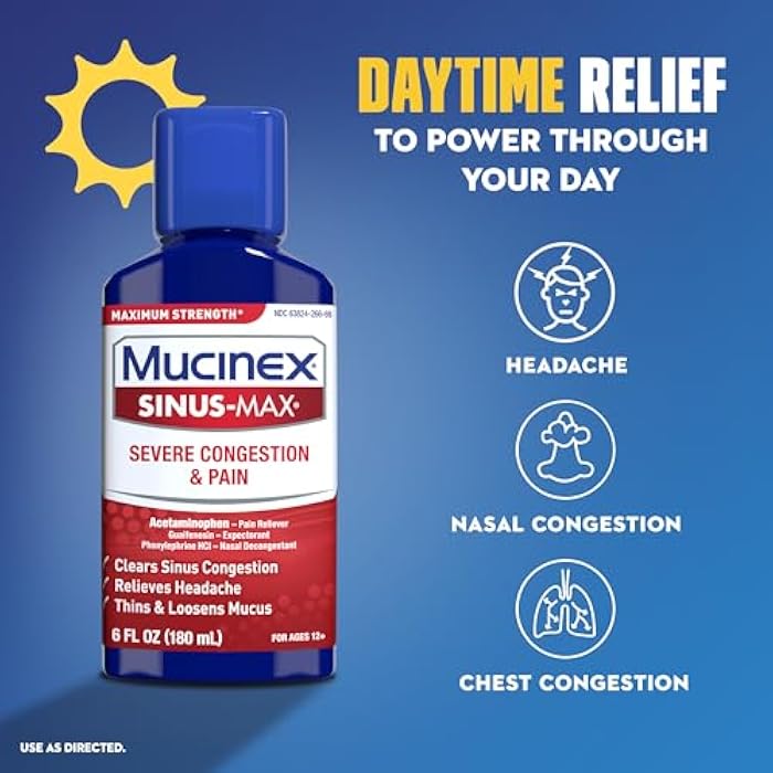 Mucinex Sinus-Max Severe Congestion & Pain & Nightshift Sinus, 2x6 FL OZ - Image 4