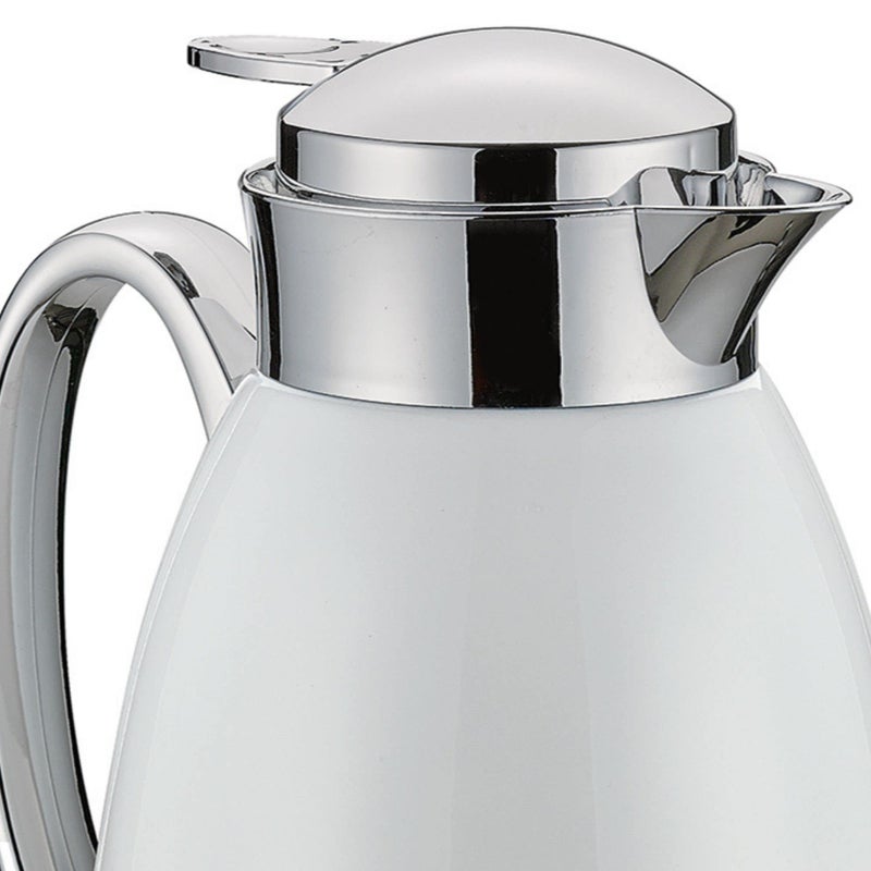 Cilio Insulated Coffee Carafe - 34 oz, White - Stainless Steel Thermal Coffee Carafe with Tempered Glass Liner & Easy Pour Pitcher with Lid - Image 3