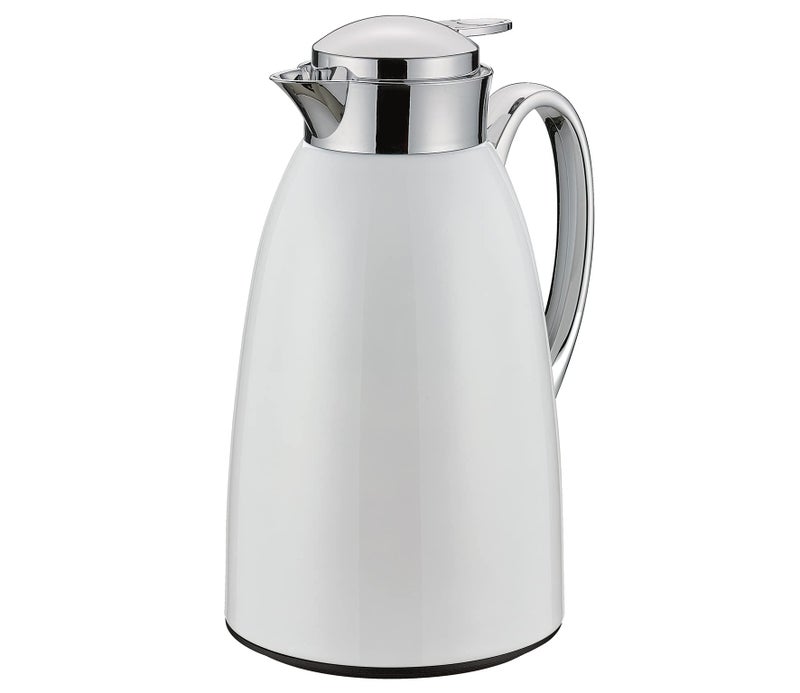 Cilio Insulated Coffee Carafe - 34 oz, White - Stainless Steel Thermal Coffee Carafe with Tempered Glass Liner & Easy Pour Pitcher with Lid - Image 1