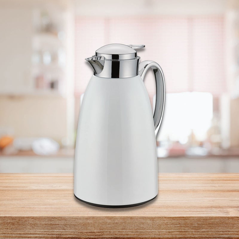 Cilio Insulated Coffee Carafe - 34 oz, White - Stainless Steel Thermal Coffee Carafe with Tempered Glass Liner & Easy Pour Pitcher with Lid - Image 2