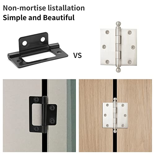 Litoexpe 6 Pcs Non-Mortise Door Hinges, 2 x 0.97 Inch Matte Black Bifold Door Hinges for Variable Kitchen, Bathroom - Image 4