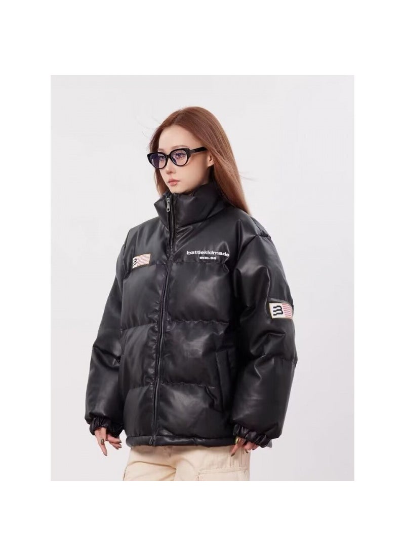 Generic - Trendy American Flag PU Cotton Jacket for Couples Black - Image 1