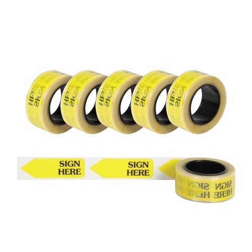 Redi-Tag 91001 Arrow Message Page Flag Refills, "Sign Here", Yellow, 120 Flags per Roll (Box of 6 Rolls) - Image 1
