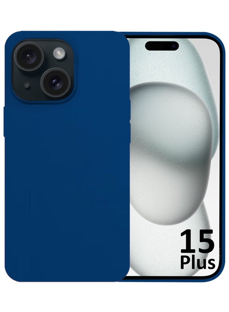 Silicone Case Cover for Apple iPhone 15 Plus, Slim Protective Cover with Microfiber Lining, Drop Protection - Midnight Blue - Image 2