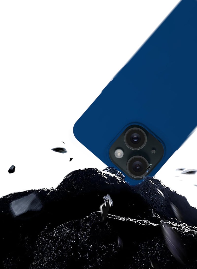 Silicone Case Cover for Apple iPhone 15 Plus, Slim Protective Cover with Microfiber Lining, Drop Protection - Midnight Blue - Image 5