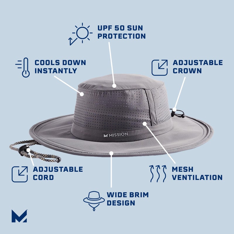 MISSION Cooling Boonie Hat, Charcoal - Unisex Wide-Brim Hat for Men & Women - Lightweight & Durable - Cools Up to 2 Hours - UPF 50 Sun Protection - Machine Washable - Image 2
