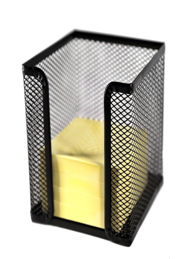 Huron Desktop Desk Sticky Note Pad Memo Note Cube Holder Dispenser for Office Home School, Black Metal Mesh - Image 1
