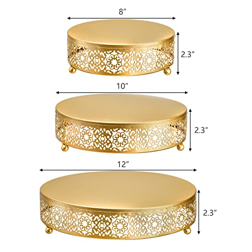 Hedume 3 Pack Cake Stand Set, Round Cake Stands, Metal Dessert Cupcake Pastry Candy Display Plate for Wedding, Event, Birthday Party - Image 2
