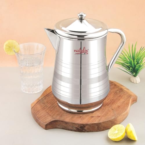 Natulix Stainless Steel Jug - 2 LTR, Durable & Elegant Beverage Jug for Serving Water, Juices, Lemonade and Other Drinks, Ideal for Daily Use, Parties & Special Occasions, Silver (Tulip Plain) - Image 3