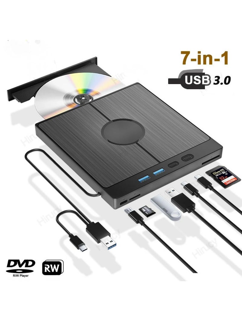 7-in-1 USB 3.0 Type C External CD DVD RW Optical Drive DVD Player Burner Reader Multi-Function Drive For Windows Mac PC Laptop - Image 2