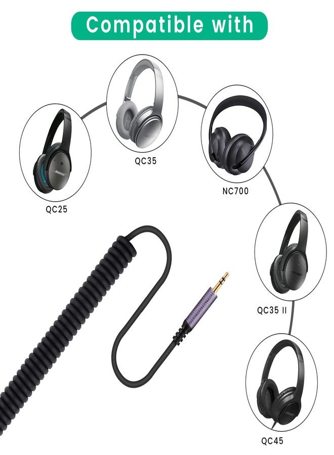 weishan Coiled Audio Cable Compatible with Bose QuietComfort Ultra QC45 / QC35 / QC25 / NC700 Headphones, 2.5mm to 3.5mm(1/8”) Extension Aux Cord 4ft to 14ft - Image 2