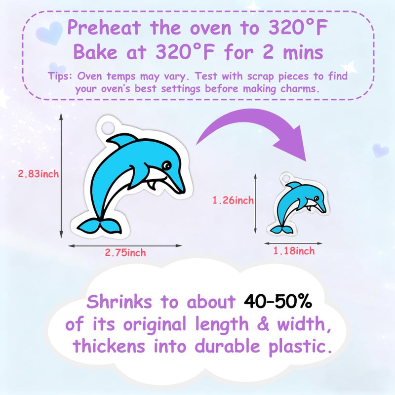 Esmorah 205PCS Shrink Dink Sheets Keychain Kit, Shrink Plastic Sheets with 10 Pre-Printed Shrinking Paper, 12 Colored Pencils, Scissors, Hole Punch & 181PCS Accessories for Kids Crafts, Back-to-School Gift - Image 4