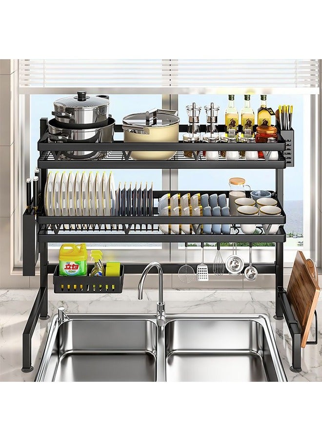 2 Layer Kitchen Shelf, Floor Multi-Layer Vegetable Storage Rack, Household Multi-Functional Microwave Oven Rack, Snack Storage Rack, Multi-Functional Kitchen Shelf, Household Dish and Kitchen Utensils Storage Rack, Telescopic Storage Multi-Functional Shelf - Image 1