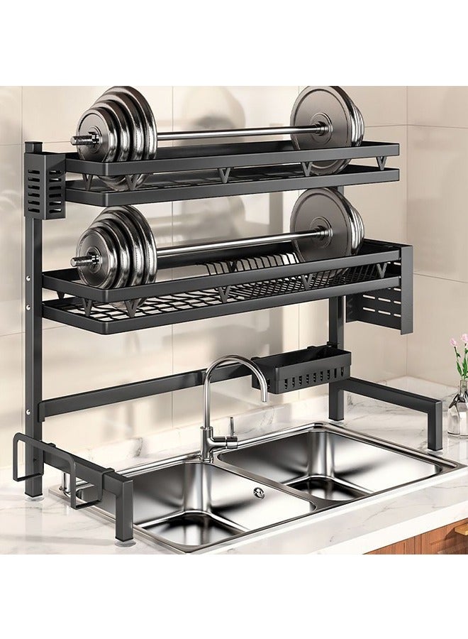 2 Layer Kitchen Shelf, Floor Multi-Layer Vegetable Storage Rack, Household Multi-Functional Microwave Oven Rack, Snack Storage Rack, Multi-Functional Kitchen Shelf, Household Dish and Kitchen Utensils Storage Rack, Telescopic Storage Multi-Functional Shelf - Image 2