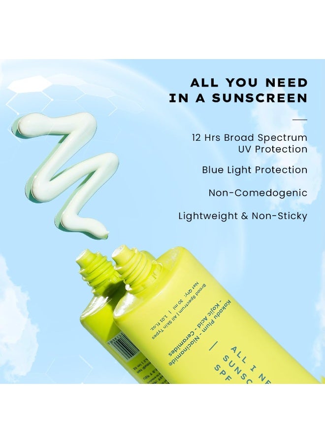 Hyphen All I Need Sunscreen SPF50 PA++++ | Brightens with Niacinamide, Kojic Acid, Vit C Rich Kakadu Plum | Hydrating Winter Sunscreen Moisturizer |Lightweight Non-Greasy UVA/B Protection | Oily, Dry, All Skin Types | For Women & Men -30ml - Image 3