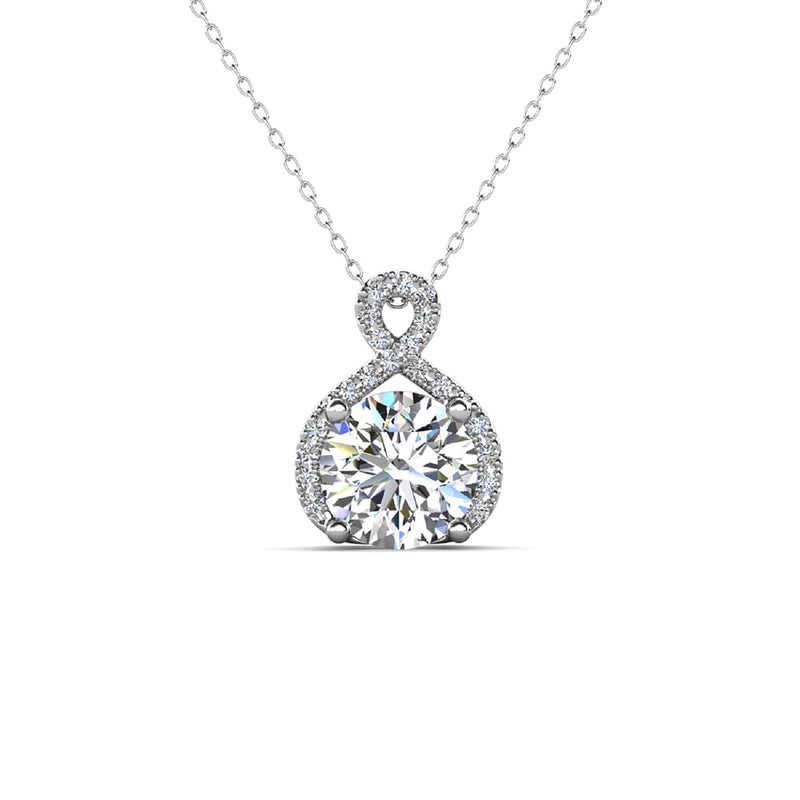 Cate & Chloe Alessandra 18k White Gold-Plated Pendant Necklace with Round Cut Simulated Diamond Crystals, Hypoallergenic Necklaces for Women, Gift for Her on Christmas,Birthday, and Anniversary - Image 1