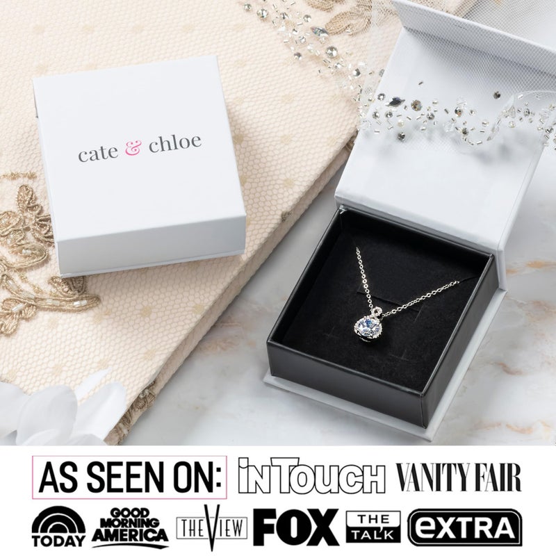 Cate & Chloe Alessandra 18k White Gold-Plated Pendant Necklace with Round Cut Simulated Diamond Crystals, Hypoallergenic Necklaces for Women, Gift for Her on Christmas,Birthday, and Anniversary - Image 3