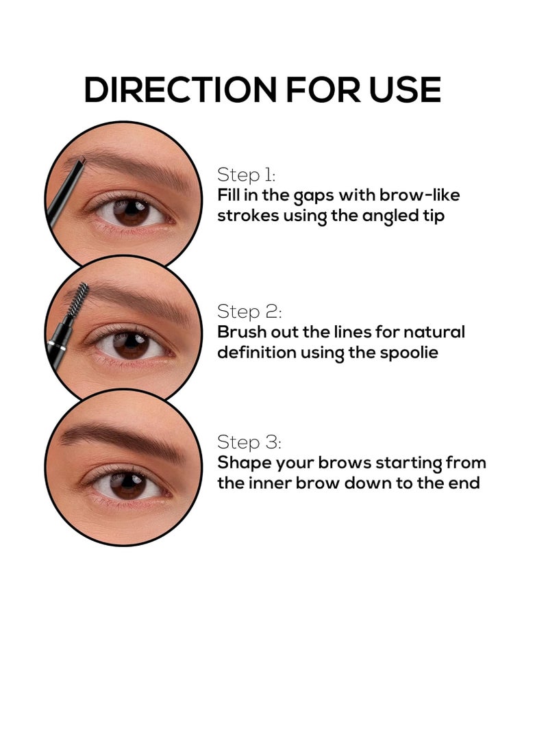 Renee RENEE Superdense Eyebrow Pencil with Spoolie  Brown  Smudge Proof Waterproof  Highly Pigmented for Fill in Brow Gaps  Smooth One Swipe Precision Application  Enriched with Vitamin C and Jojoba Oil - Image 4