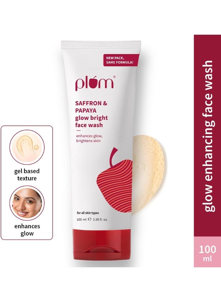 Plum Saffron & Papaya Glow & Brightening Face Wash with Vitamin B5 | Boosts Glow & Brightens Skin | Non-Drying | All Skin Types | Bright Gel Face Wash for Women & Men | for All Skin Types | 100ml - Image 2