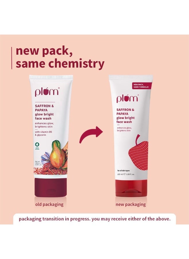 Plum Saffron & Papaya Glow & Brightening Face Wash with Vitamin B5 | Boosts Glow & Brightens Skin | Non-Drying | All Skin Types | Bright Gel Face Wash for Women & Men | for All Skin Types | 100ml - Image 3