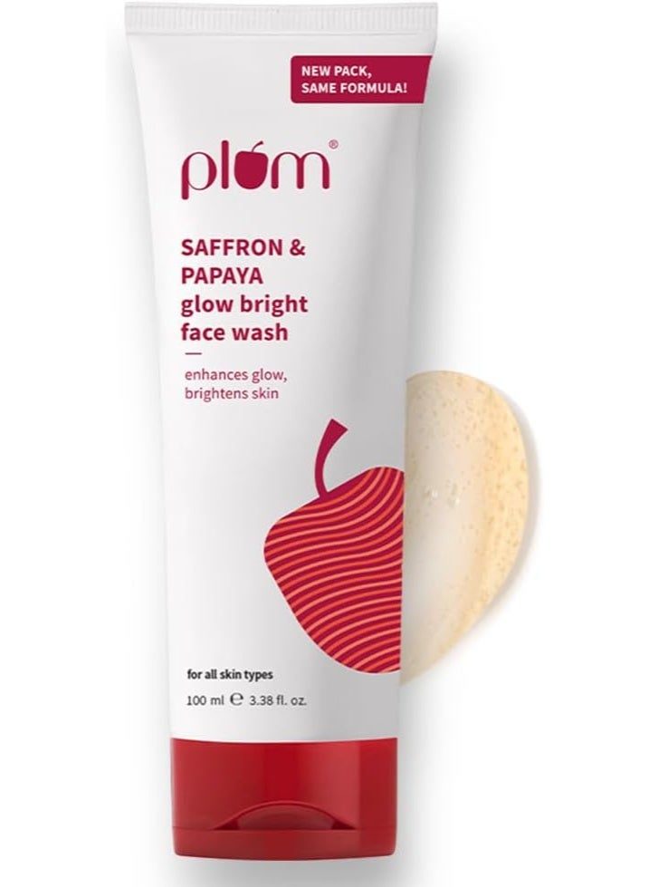Plum Saffron & Papaya Glow & Brightening Face Wash with Vitamin B5 | Boosts Glow & Brightens Skin | Non-Drying | All Skin Types | Bright Gel Face Wash for Women & Men | for All Skin Types | 100ml - Image 1