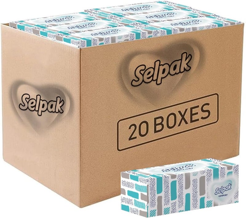 Selpak Comfort Boxed Facial Tissue 150 sheets 2 ply, Pack of 20 - Image 1