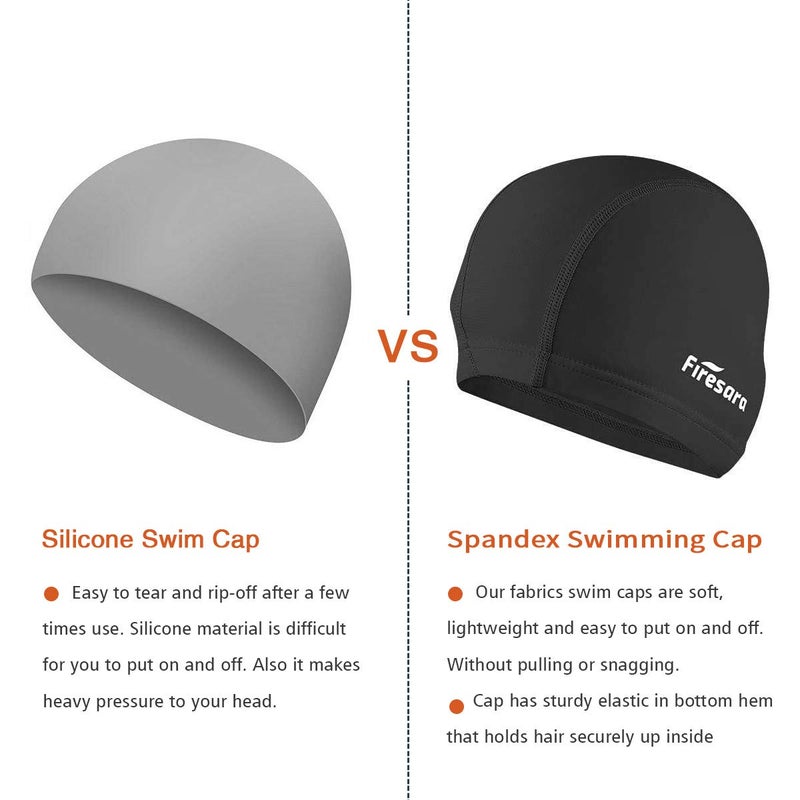 Firesara Fabric Swim Cap, High Elasticity Swimming Cap Keeps Hair Clean Breathable Fit Both Long Hair Short Hair, Swim Caps Woman Girls Men Kids One Size Hat - Image 3