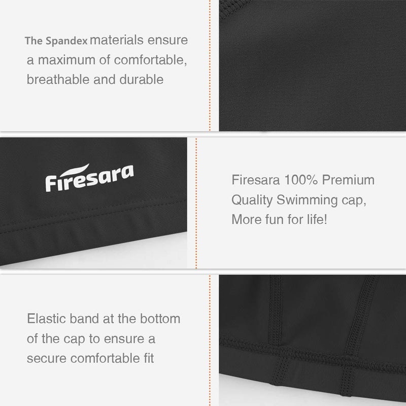 Firesara Fabric Swim Cap, High Elasticity Swimming Cap Keeps Hair Clean Breathable Fit Both Long Hair Short Hair, Swim Caps Woman Girls Men Kids One Size Hat - Image 4