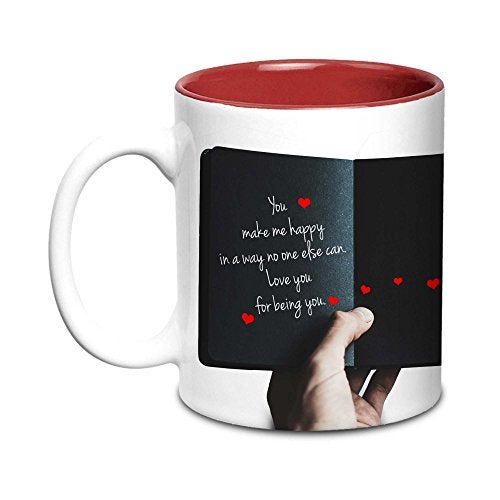 Hot Muggs "Floral Poem" Ceramic Mug ; Ideal as a Valentine's Day (Multicolour, 315ml). - Image 1
