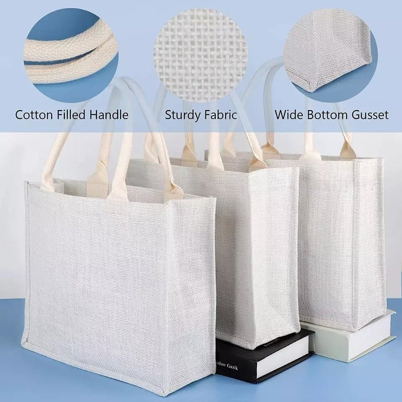 Eco-neutral - Jute Tote Shopping Bag | Eco-friendly Reusable Grocery Bags | Waterproof coating with soft handle - Image 5