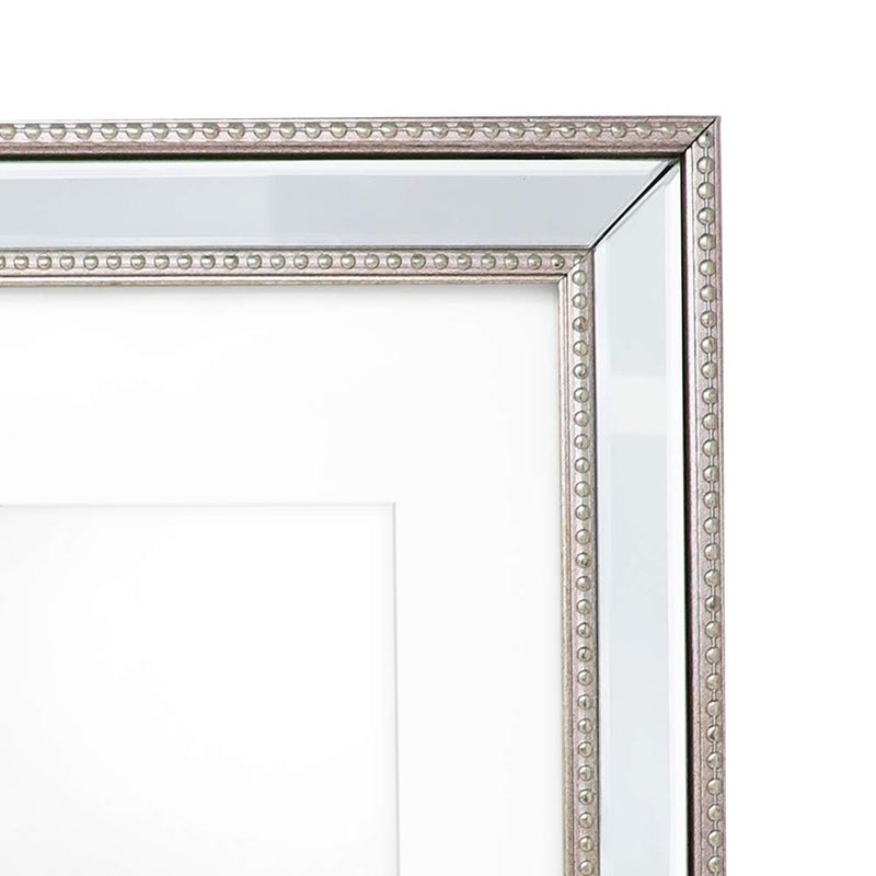 Isaac Jacobs 11x14 (8x10 Mat) Champagne Mirror Bead Picture Frame - Classic Mirrored Frame with Dotted Border Made for Wall Display, Photo Gallery and Wall Art (11x14 (8x10 Mat), Champagne) - Image 3