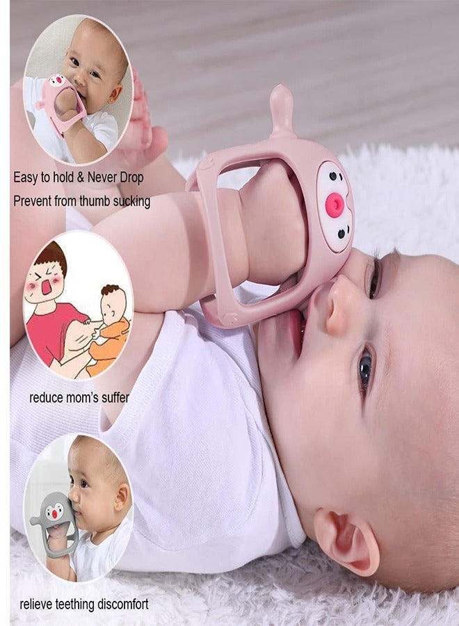 Baby Teething Toys Silicone Teething Gloves, Anti-fall Wrist Teething Gloves for Babies 3+ Months, Baby Chew Toy for Sucking Needs, BPA Free (Pink) - Image 3