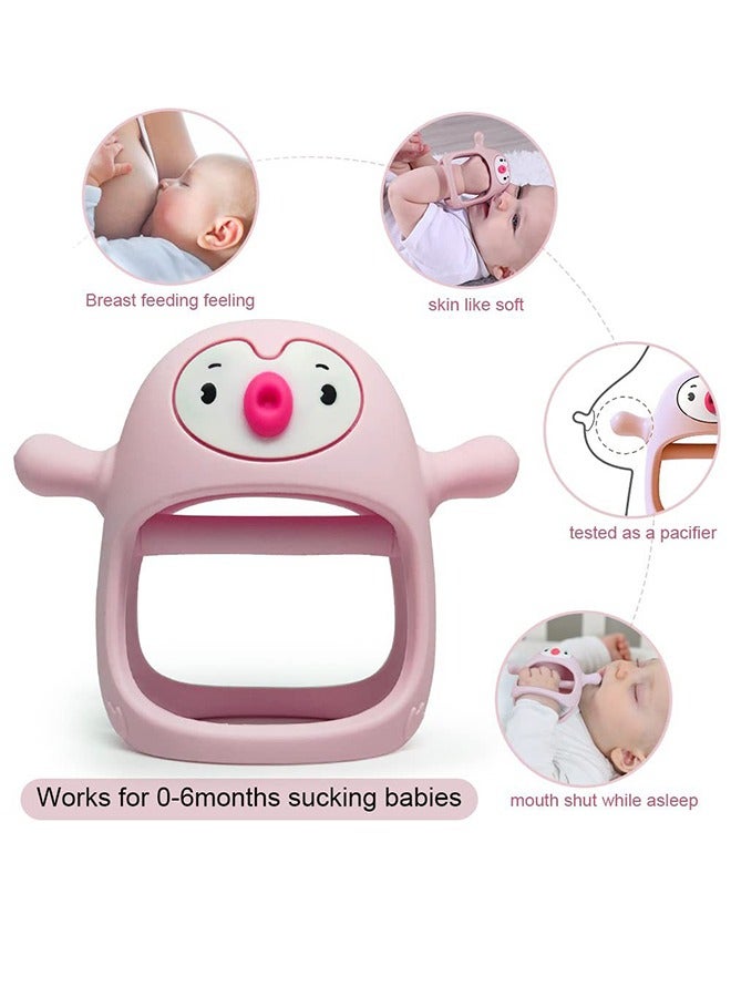 Baby Teething Toys Silicone Teething Gloves, Anti-fall Wrist Teething Gloves for Babies 3+ Months, Baby Chew Toy for Sucking Needs, BPA Free (Pink) - Image 2