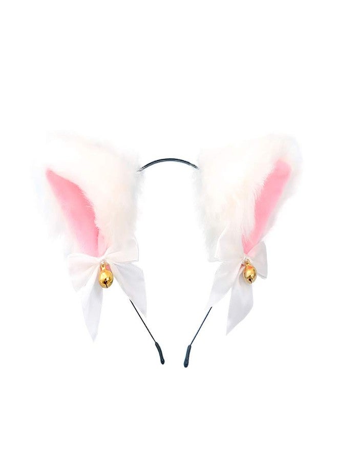 ccHuDE Cute Cat Ears Headband Fox Ears Cosplay Headband with Bells Headwear Hairband for Party Costume Halloween Hairhoop White - Image 1