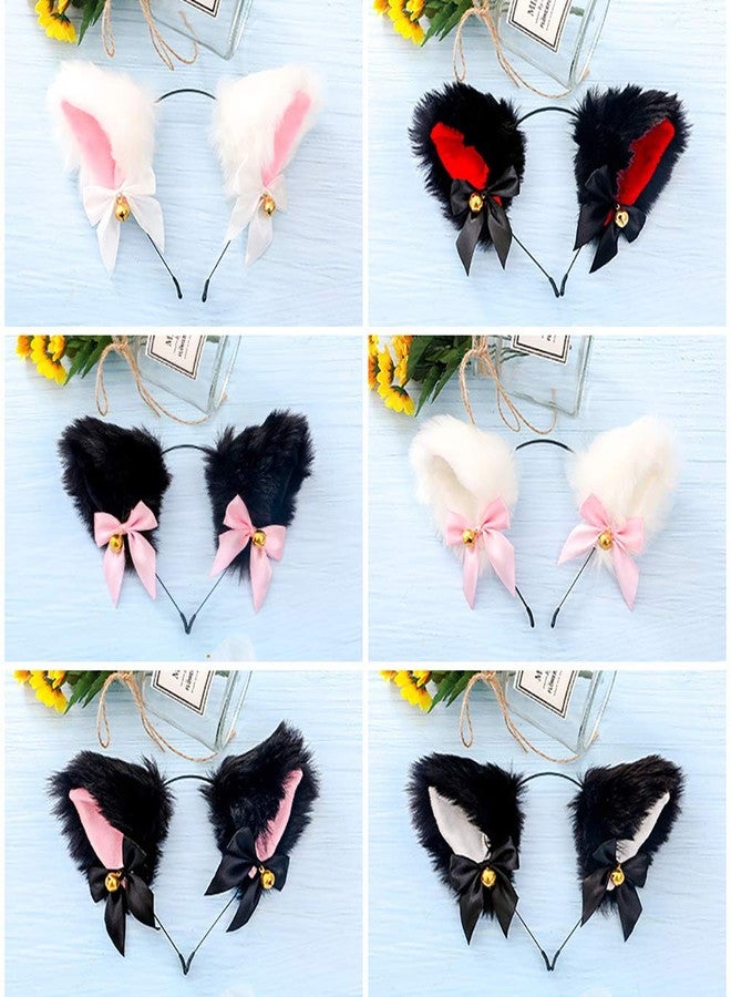 ccHuDE Cute Cat Ears Headband Fox Ears Cosplay Headband with Bells Headwear Hairband for Party Costume Halloween Hairhoop White - Image 2