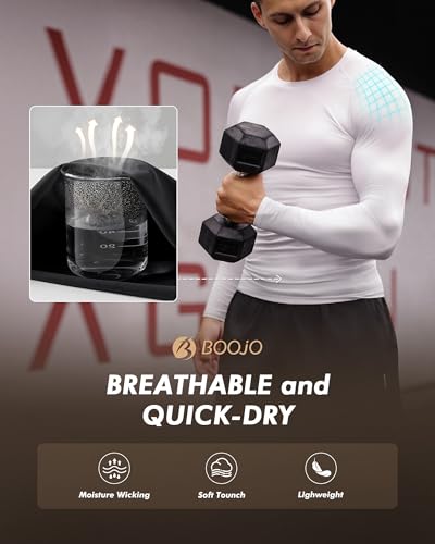 BOOJO 5 Pack Long Sleeve Compression Shirts for Men - Black Quick Dry Workout Base Layer Undershirt Top for Athletic Gym Running - Image 5