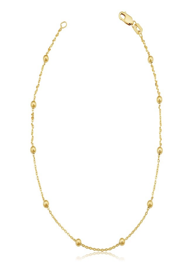 Kooljewelry 14k Yellow Gold Filled Satellite Ankle Bracelet Anklet Jewelry for Women (3 mm beads, 10 inch) - Image 1